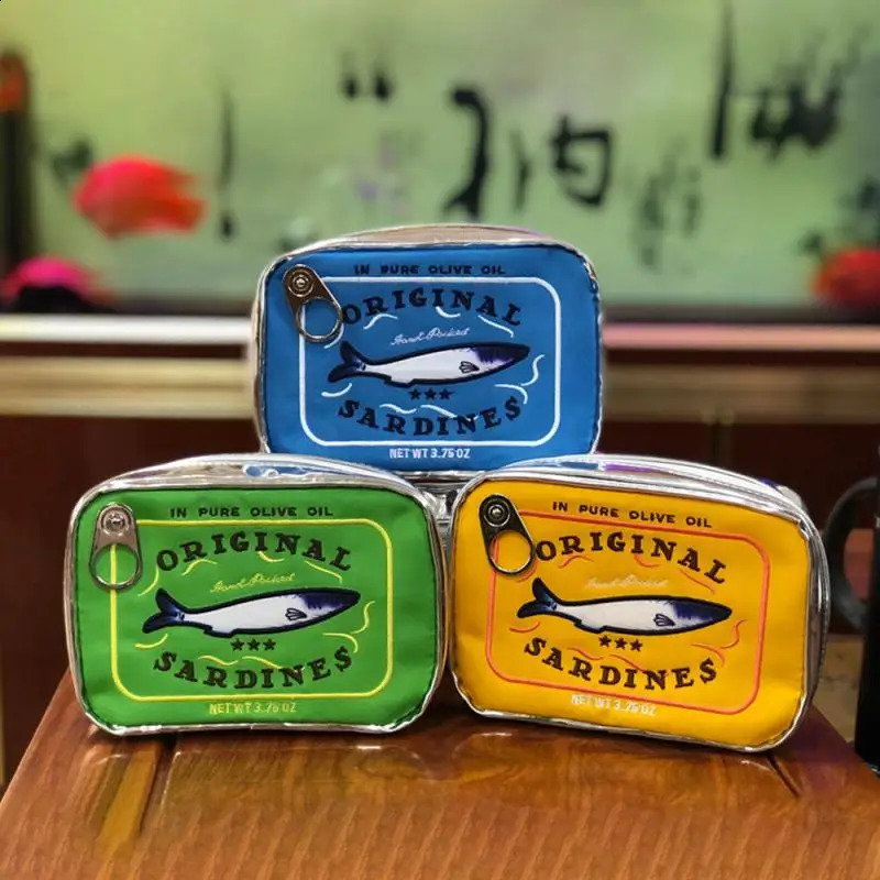 Cute Travel Cosmetic Bag Bath Wash Bag Creative Fashion Handbags Makeup Pouch Case Beauty Bag Canned Sardines Style Makeup Bag 240913
