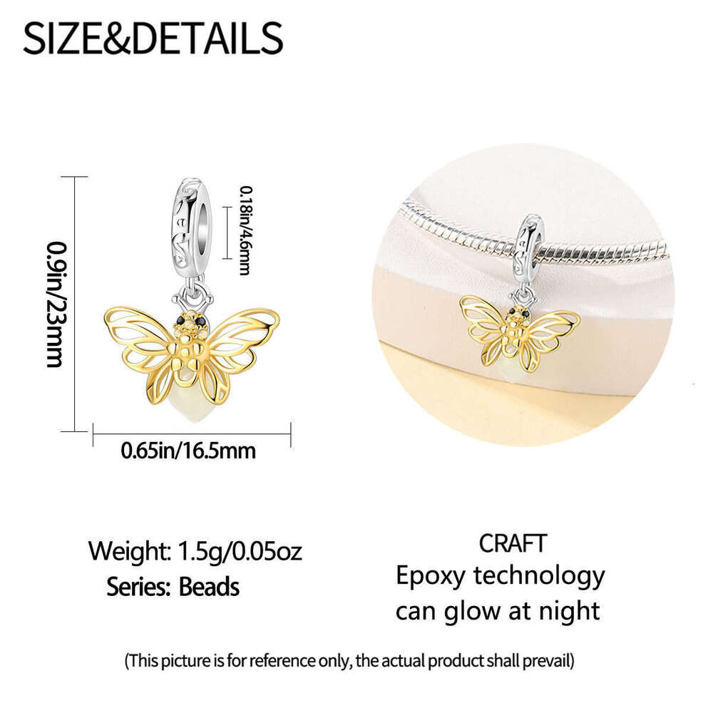 New 925 Sterling Silver Charm Firefly pendant Fit Charms Silver 925 Original Bracelet DIY Jewelry Making For women Gifts