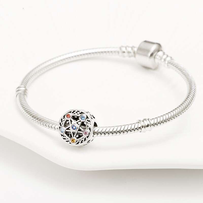 New 925 Sterling Silver Charm Six stars gather together to form a string of beads Fit Charms Silver 925 Original Bracelet DIY Jewelry Making For women