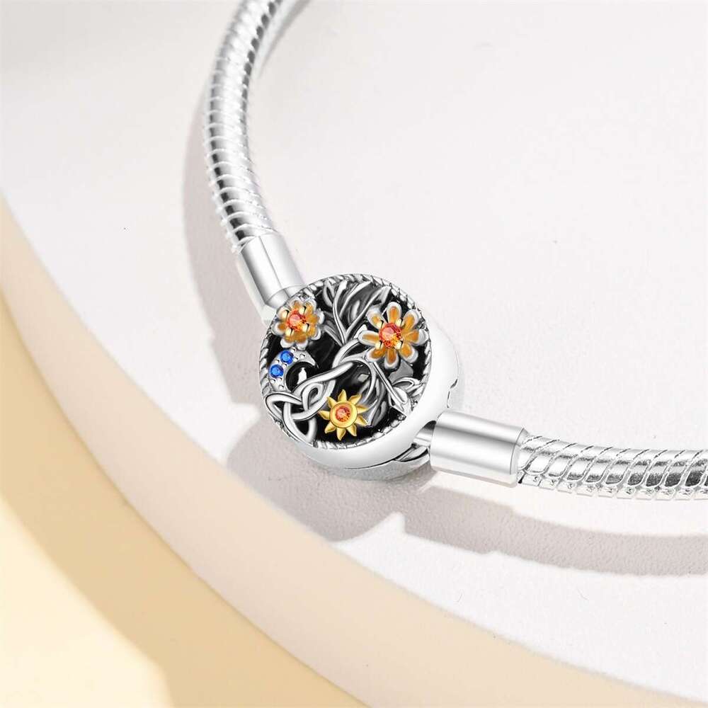 New 925 Sterling Silver Blue Octagonal Star Tree of Life Bracelet Fit Charms Silver 925 Original Bracelet DIY Jewelry Making For women Gifts