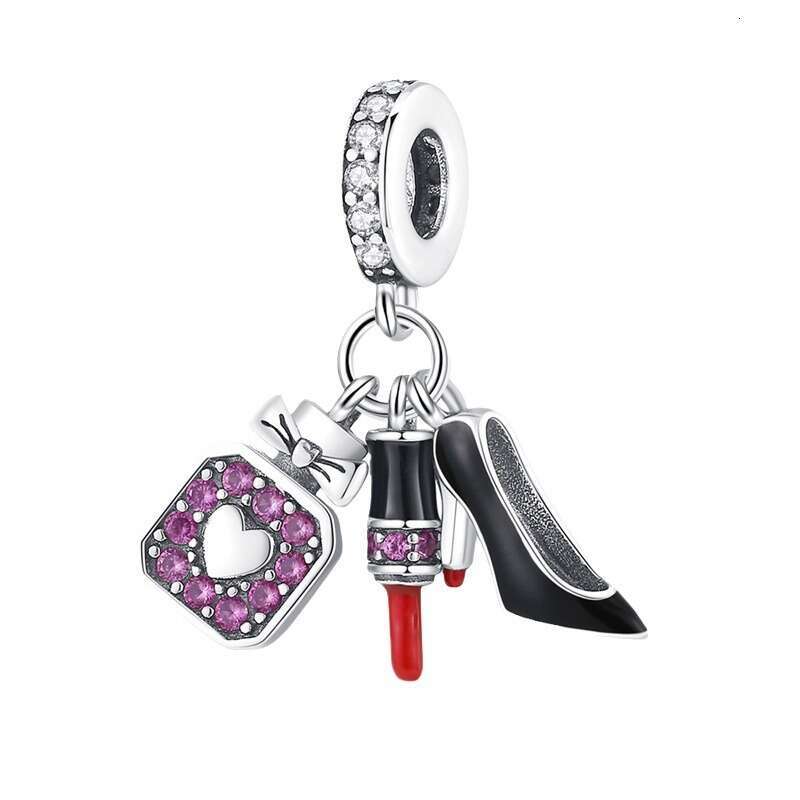 New 925 Sterling Silver Charm Colorful high heels lipstick pendant Fit Charms Silver 925 Original Bracelet DIY Jewelry Making For women Gifts