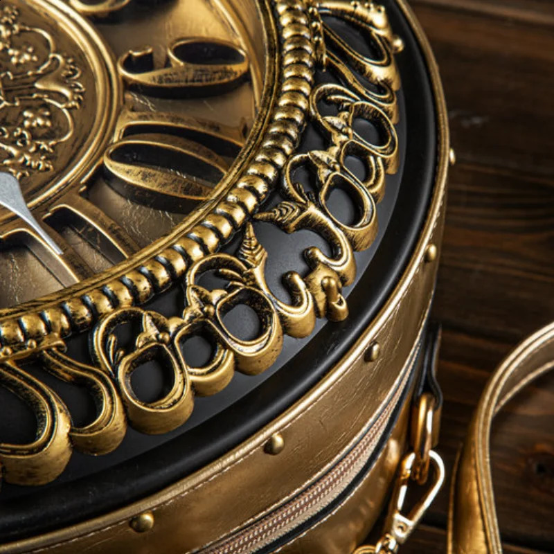 Slanting Crossbody fashion handbag personalized retro creative clock bag simulation niche circular clock shape 240912