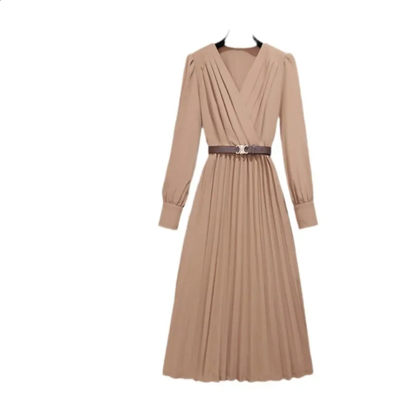 Elegant French Hong Kong style y lightweight womens long sleeved dress early autumn social 240913