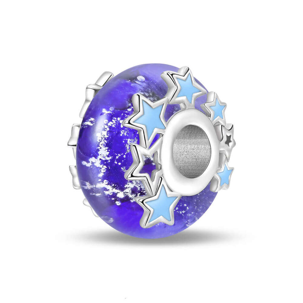 New 925 Sterling Silver Charm Blue Galaxy Glass Beads Fit Charms Silver 925 Original Bracelet DIY Jewelry Making For women Gifts