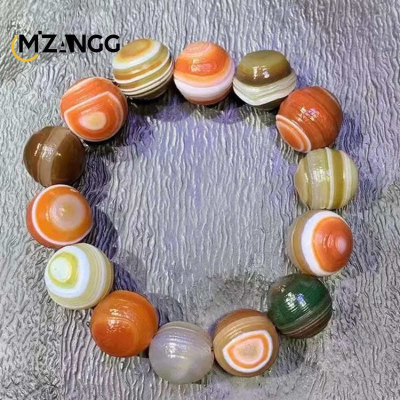 Natural Silk Agate Alxa Stone Hand Pattern Agate Raw Stone Bracelet Fashion Atmosphere for Men and Women Jewelry Holiday Gifts 240914