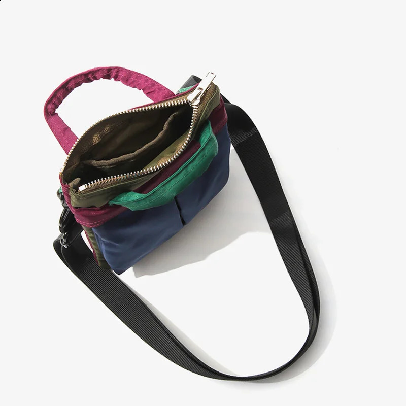 Casual mens fashionable shoulder messenger bag nylon phone bag unisex ten font travel waist bag mens chest pocket small backpack 240912