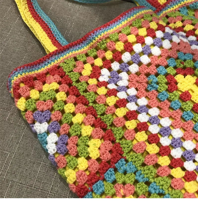Womens handbags yarn crochet hand woven bags shoulder womens 240913