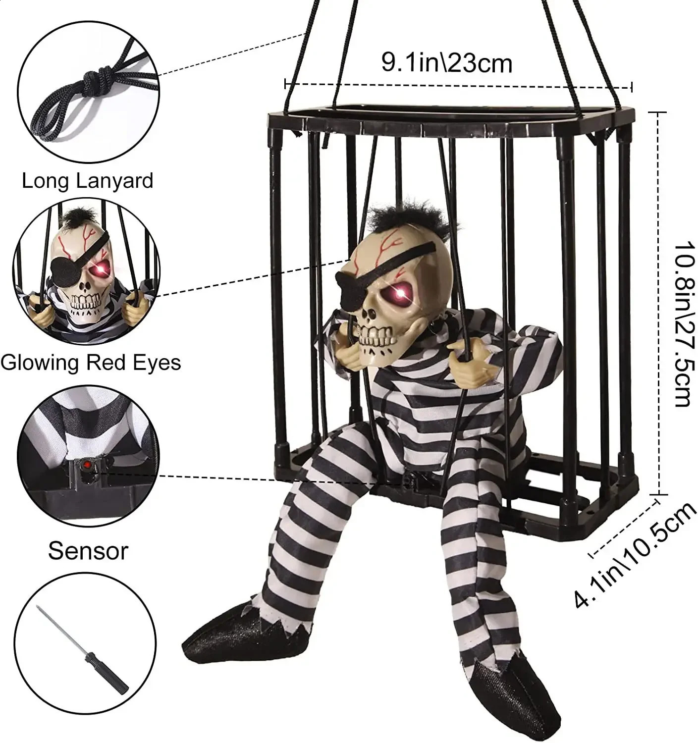 Halloween Decoration Scary Talking Skeleton Prisoner Animatronic Prank With Light Sound Home Motion Light Sensor Halloween Props 240913