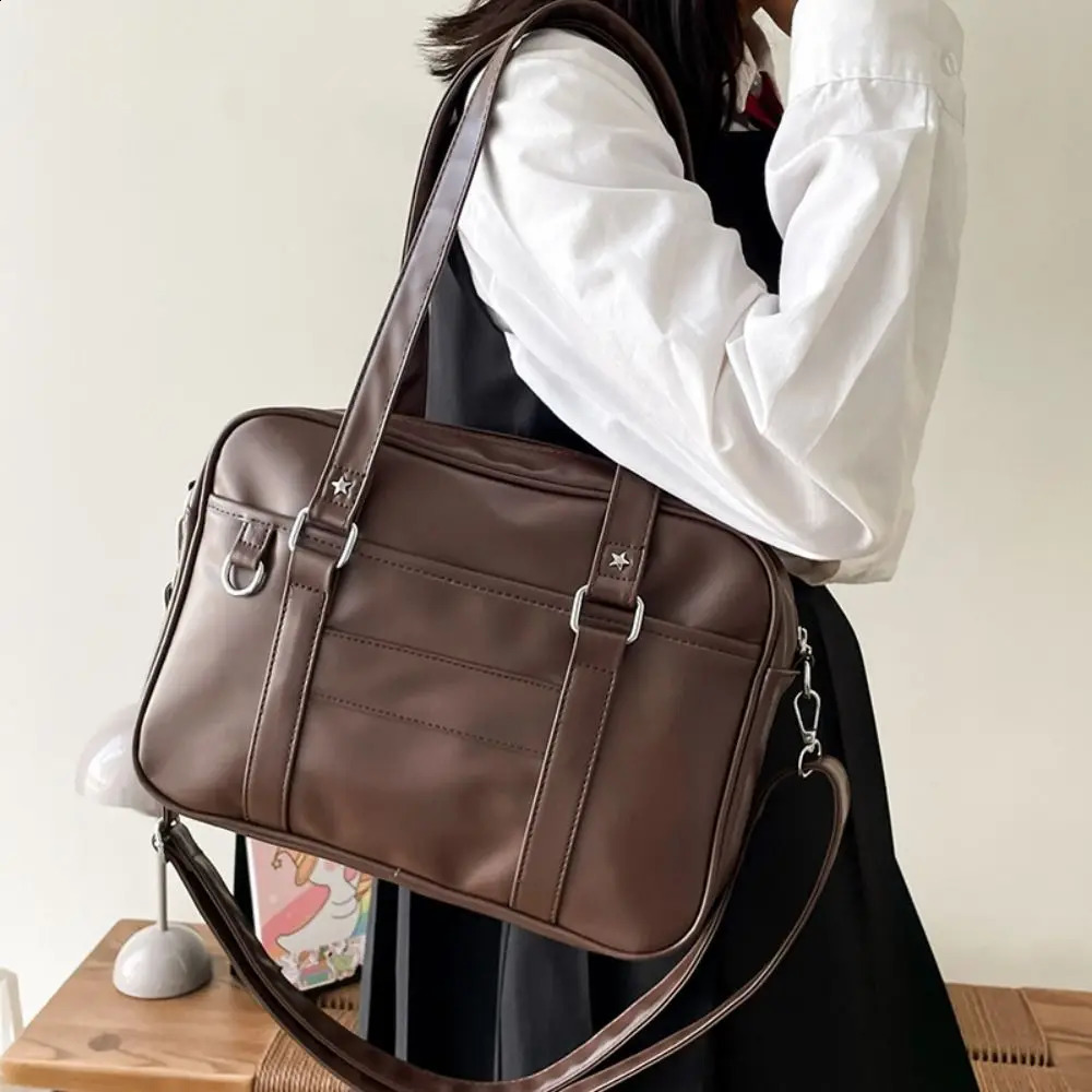 PU Leather JK Uniform Bag Retro Handbag Shoulder Itabag Large Capacity Crossbody Preppy Style 240914