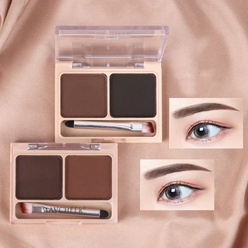 2Color Eyebrow Powder Palette Makeup Black Brown EyeBrow Enhancer Professional Waterproof Cosmetic Eye Shadow Palette with Brush 240914