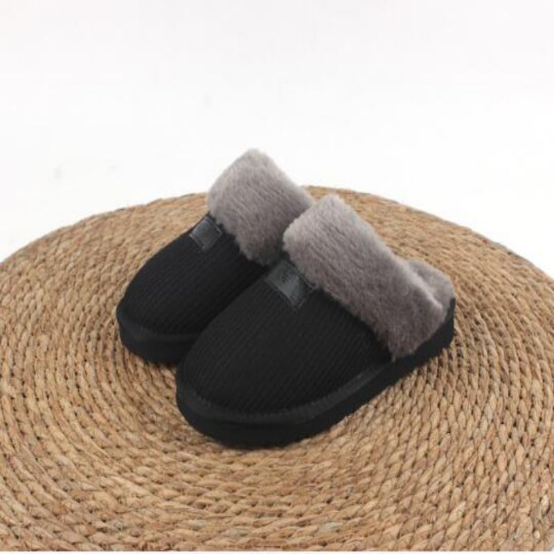 Plush Insulated Women's Woolen Slippers - Flat Bottomed Footwear with Anti-Slip Sole