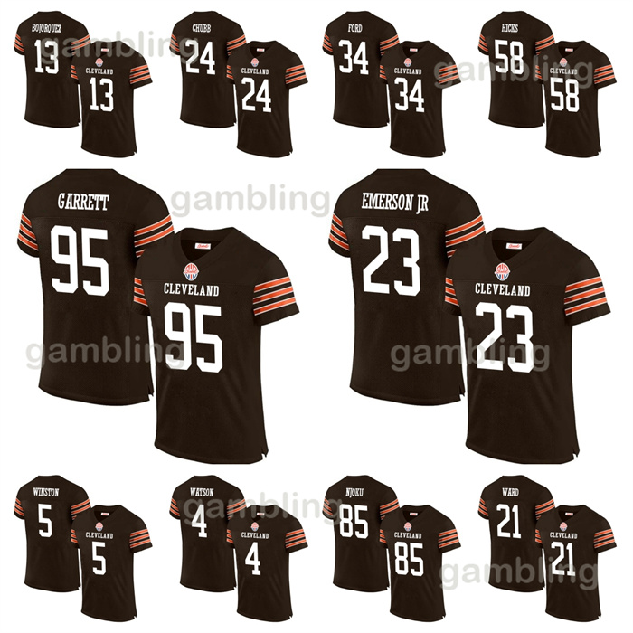 Clevland Brows Football Jerseys Mens/Youth Custom 95 Myles Grrett 24 Nick Chub David Njku Deshaun Waton Amari Coper Dustin Hopkns Joel Biio Jersey