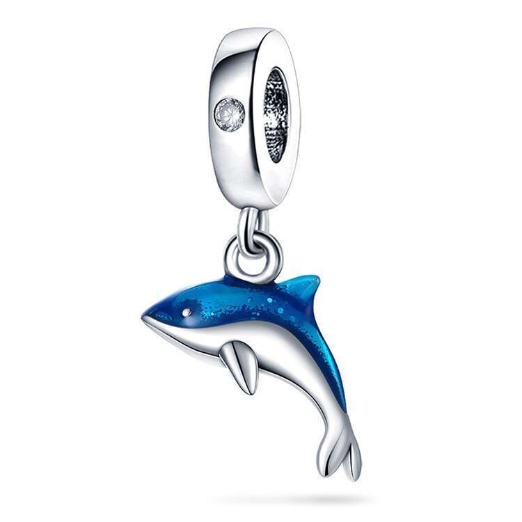 New 925 Sterling Silver Charm Blue Ocean Seahorse Dolphin Crab Pendant Fit Charms Silver 925 Original Bracelet DIY Jewelry Making For women Gifts