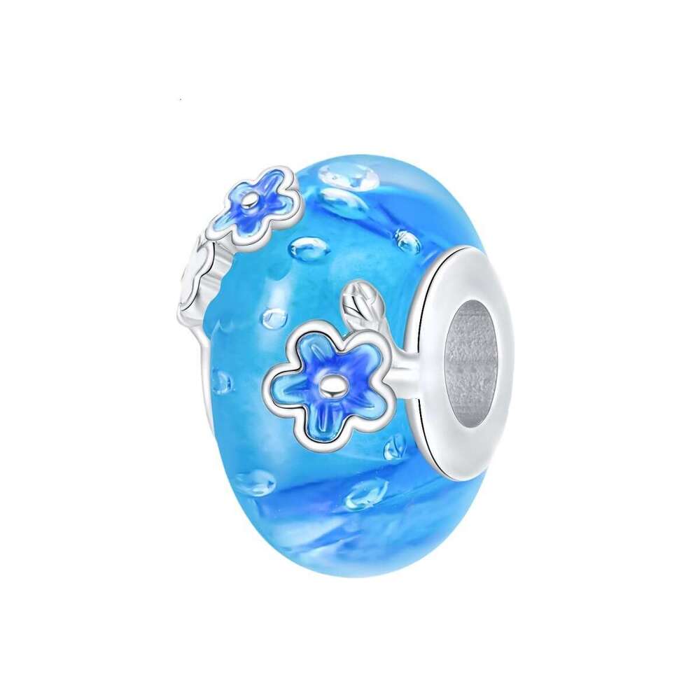 New 925 Sterling Silver Charm Blue Galaxy Glass Beads Fit Charms Silver 925 Original Bracelet DIY Jewelry Making For women Gifts