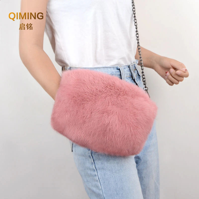 Real leather bags womens cross body bags autumn winter plush wallets and handbags handbags womens fur warm handbags 240912
