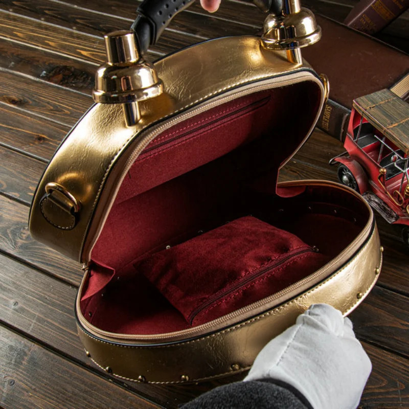 Slanting Crossbody fashion handbag personalized retro creative clock bag simulation niche circular clock shape 240912