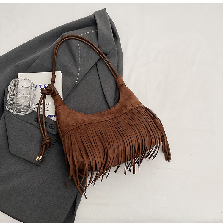 Hobo Retro Tassel Large-capacity Bag Women's Autumn TLXT Winter Handbag Ladies Shoulder Simple Crossbody Bags Designer Bucket Bag for women