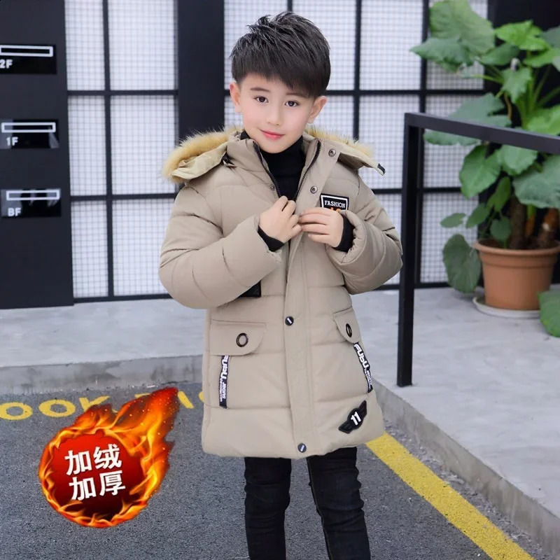 Boys down jacket outerwear cotton elegant warm thick winter with added childrens clothing 240903bj
