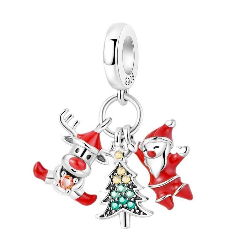 New 925 Sterling Silver Charm Christmas Gift Socks Beads Christmas Tree Santa Claus Pendant Fit Charms Silver 925 Original Bracelet DIY Jewelry Making