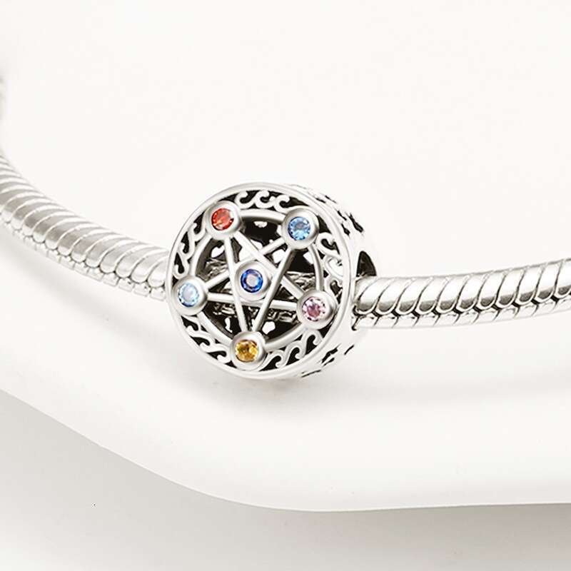 New 925 Sterling Silver Charm Six stars gather together to form a string of beads Fit Charms Silver 925 Original Bracelet DIY Jewelry Making For women