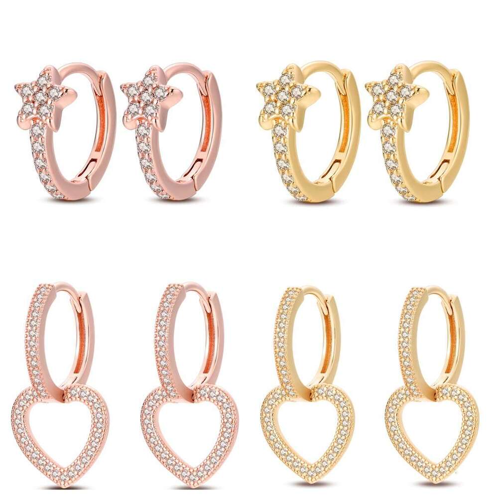 Heart shaped pendant hoop earrings for women 925 sterling silver stud earring wholesale