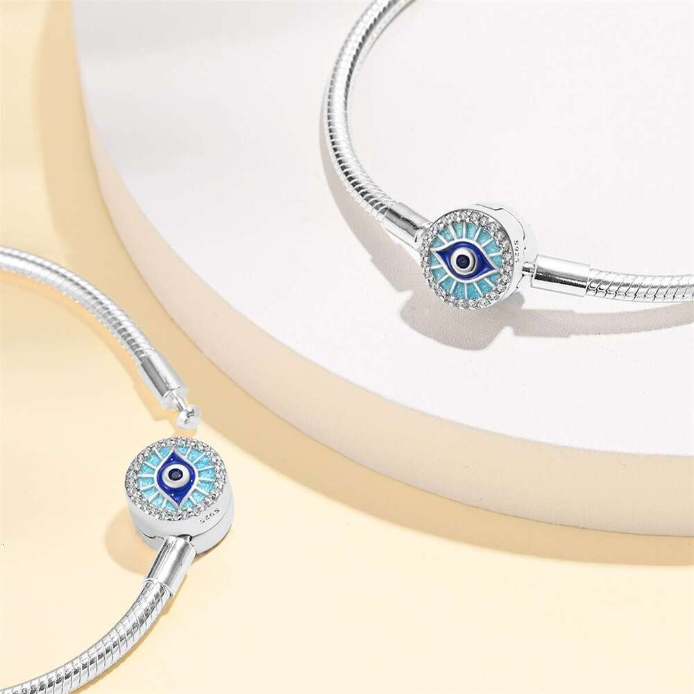 925 Sterling silver Snake chain Bracelet With Devil's Eye clip fit charms beads DIY for women gift wholesale