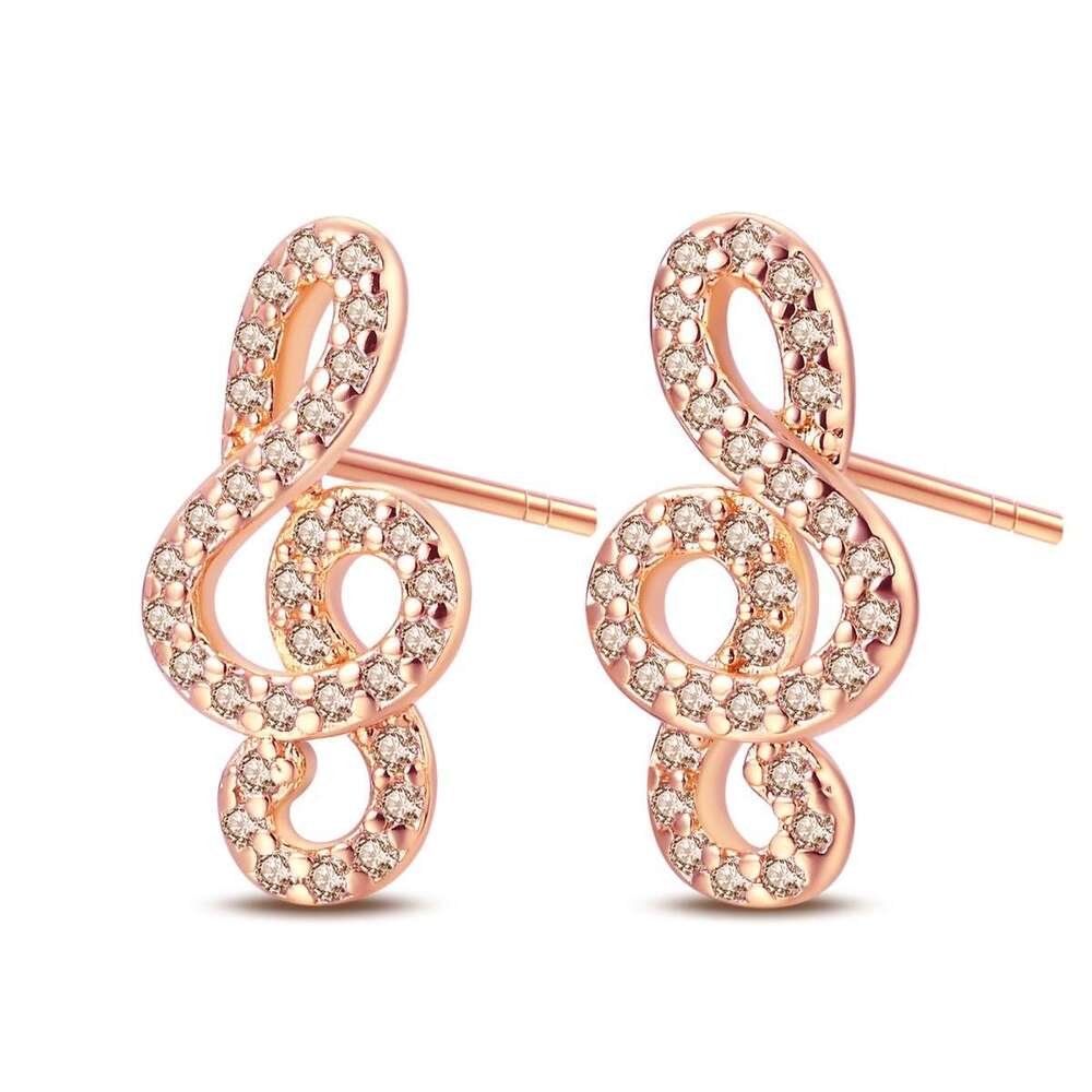 Earphone notes earring with gold plated 925 Sterling silver rings for women Gifts Wholesale