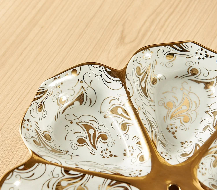Ceramic double-layer fruit Epergne board decorative ceramic inlaid tableware 240911