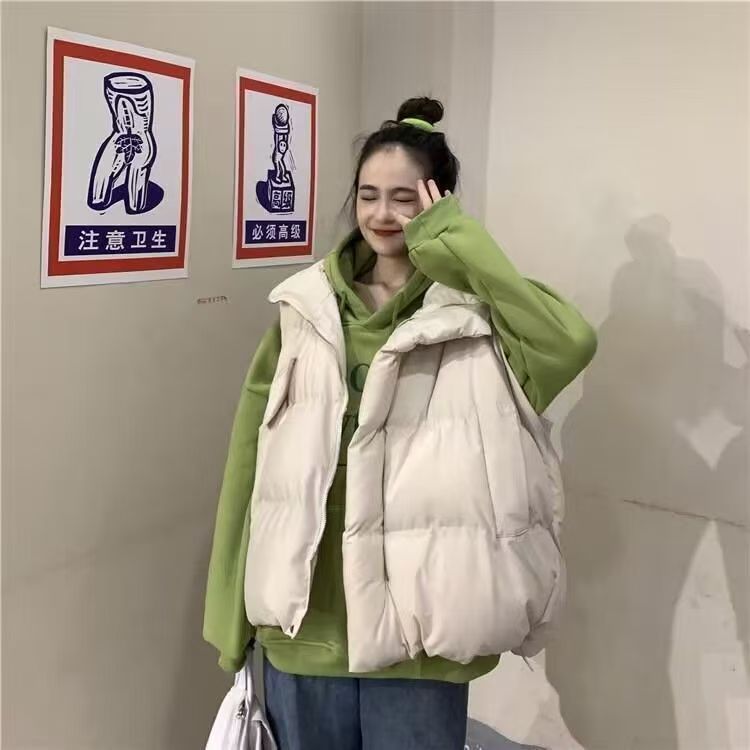 Cotton-padded clothes cotton-padded jacket women's explosive vest milk cashmere niche design gentle wind tank top sleeveless coat.