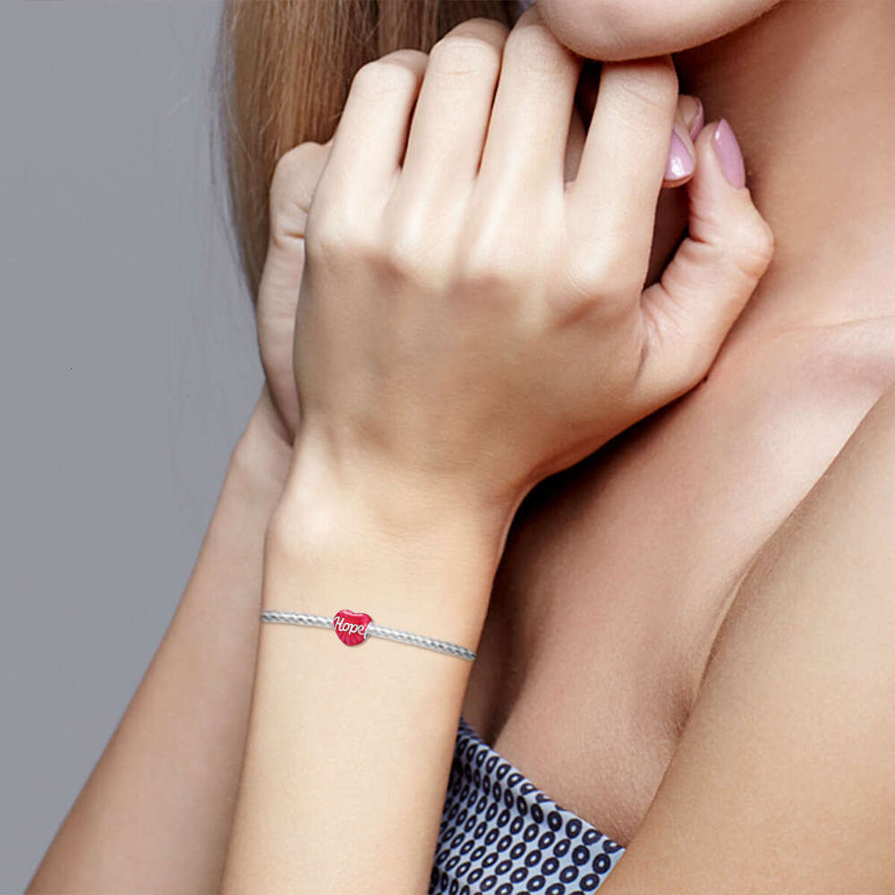 New 925 Sterling Silver Charm Colored Stone Pink Love with enamel Beads Fit Charms Silver 925 Original Bracelet DIY Jewelry Making For women Gifts