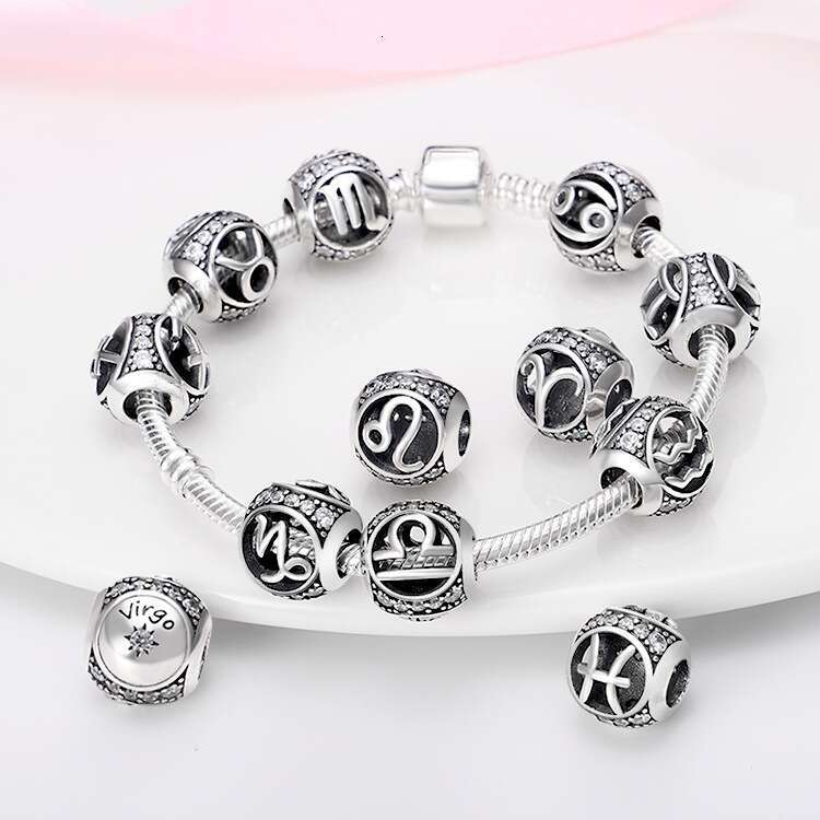 New 925 Sterling Silver Charm Twelve Constellation Series beads Fit Charms Silver 925 Original Bracelet DIY Jewelry Making For women Gifts