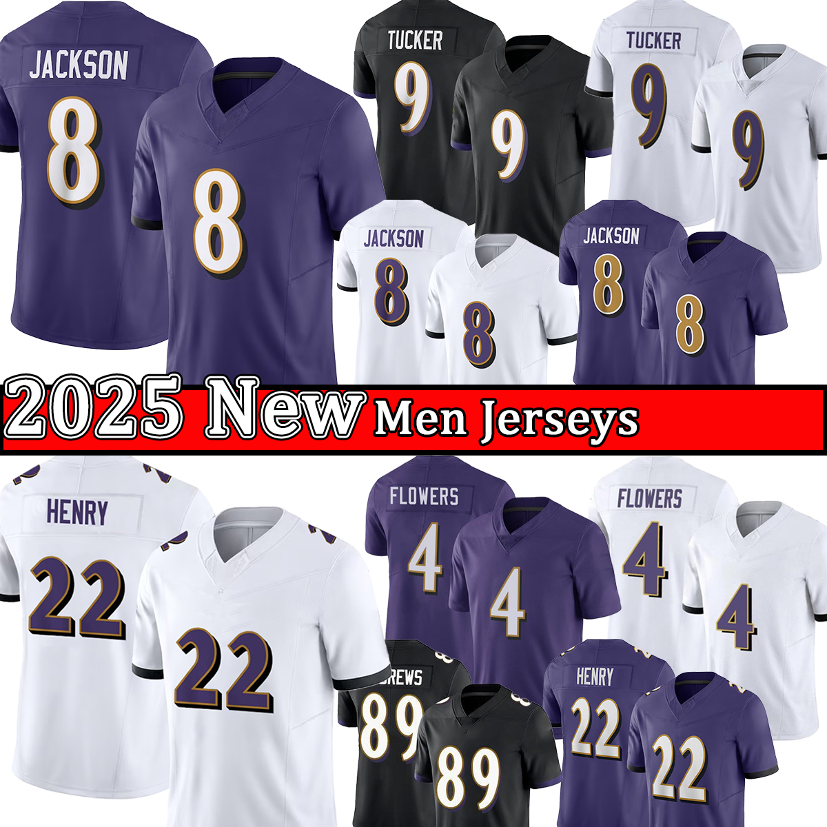 Derrick Henry 8 Lamar Jackson Football Jersey Justin Tucker Ravenss Jersey Mark Andrews Zay Flowers Roquan Smith Marlon Humphrey Men T-Shirt