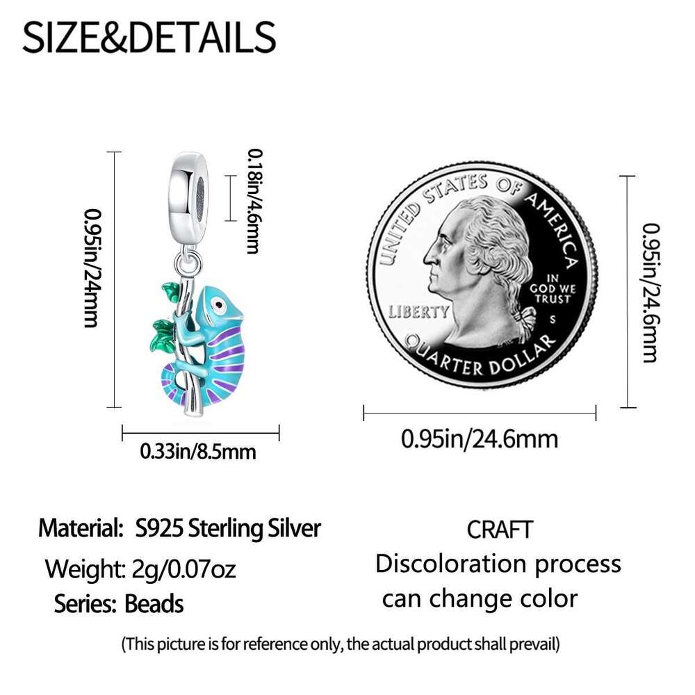 New 925 Sterling Silver Charm Colorful Chameleon Pendant Fit Charms Silver 925 Original Bracelet DIY Jewelry Making For women Gifts