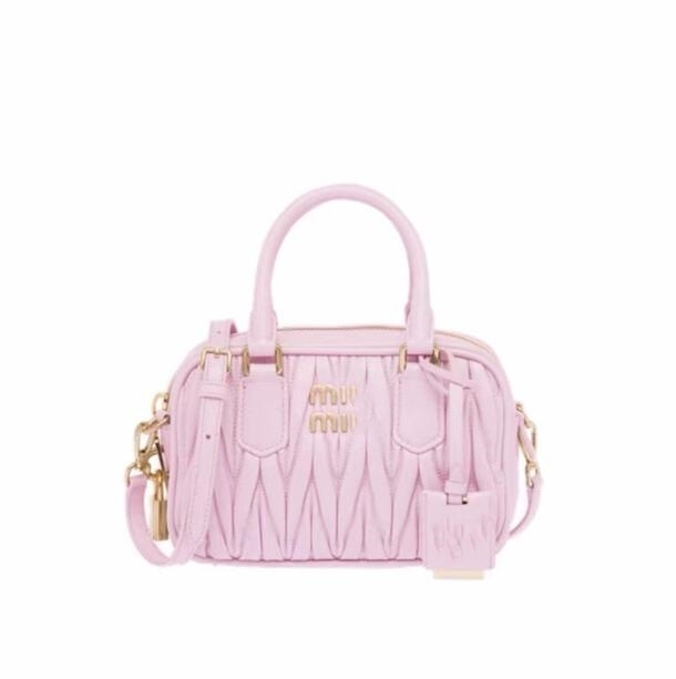 designer bag Horizontal full category bowling bag Macaron color pleated crossbody bag Fashion all-in-one handbag Patent Leather sunglasses Fashion Bag Pleated Pink