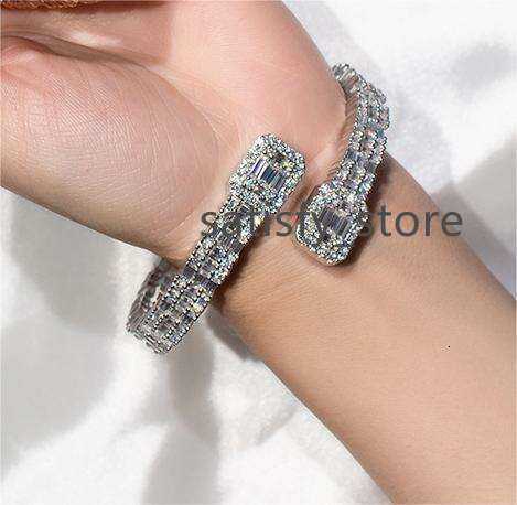 KIBO Iced Out Gold Plated Sier Men Fine Jewelry Bangle Baguette Moissanite VVS Diamond Bracelet Men