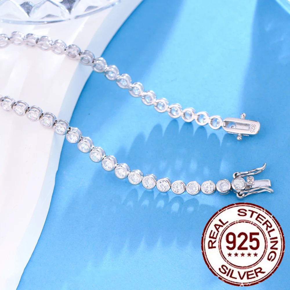 CWWZircon 925 sterling silver womens tennis bracelet 3mm transparent white cubic zirconia y wedding jewelry accessory SB003 240912