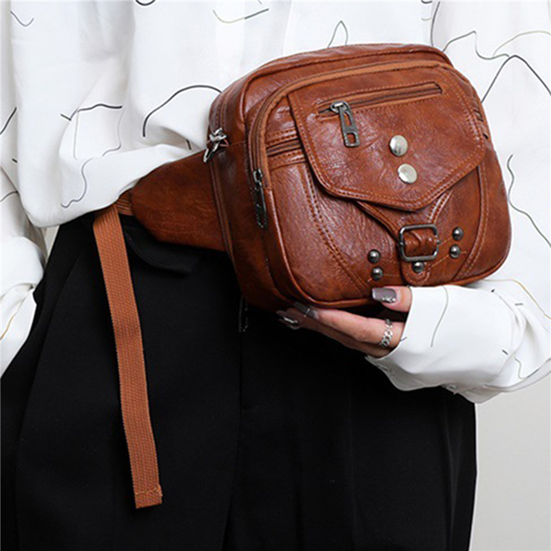 2024 Retro Women's Bag New Fashion Women's Messenger Bag Fashion Soft Leather Shoulder Bag Washed Leather Small Square Bag