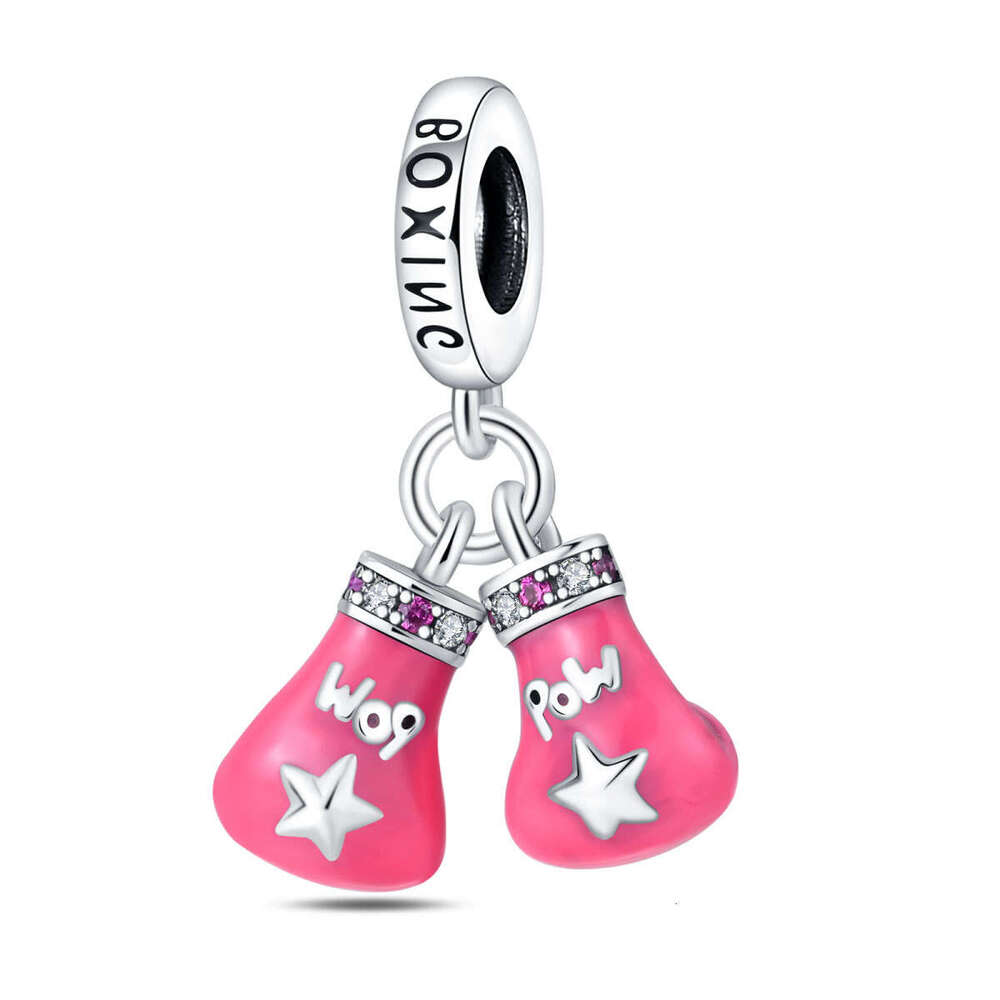 New 925 Sterling Silver Charm Pink boxing pendant Fit Charms Silver 925 Original Bracelet DIY Jewelry Making For women Gifts