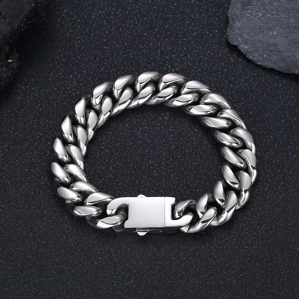 Fashionable y stainless steel Cuban chain goldplatedsilver necklace mens hiphop bracelet 240912