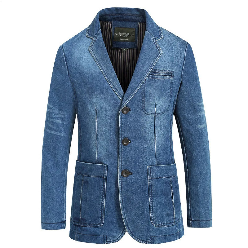 Mens Denim Blazer Male Suit Jacket Oversized Fashion Cotton Vintage 4XL Blue Coat Denim Jacket Men Jeans Blazers A2G2182 240914
