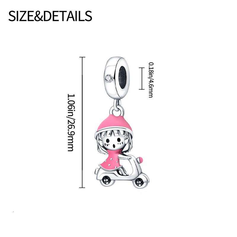 New 925 Sterling Silver Charm Motorcycle and Girl Pendant Accessories Fit Charms Silver 925 Original Bracelet DIY Jewelry Making For women Gifts