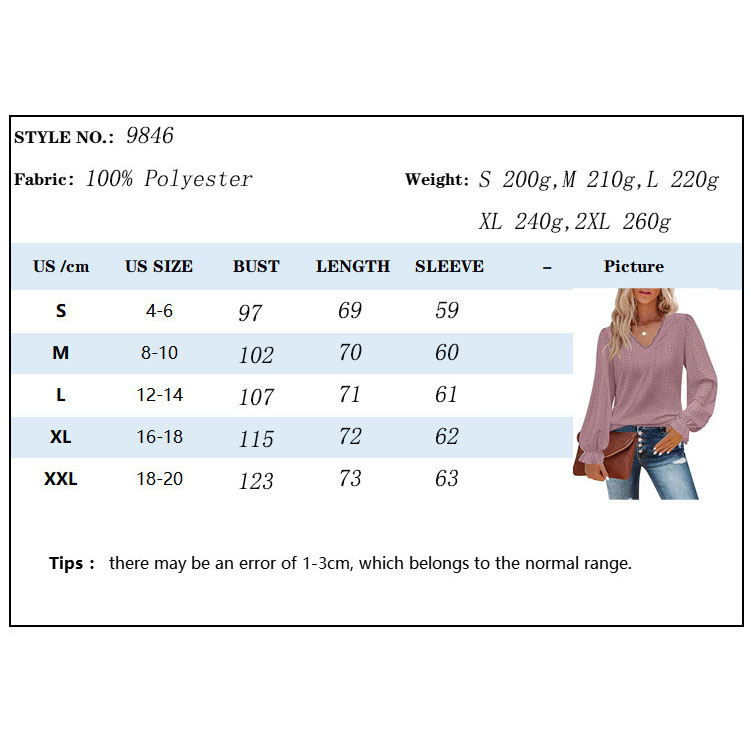 2024 new women's V-neck T-shirt autumn hollow out casual pleated sleeve top shirt