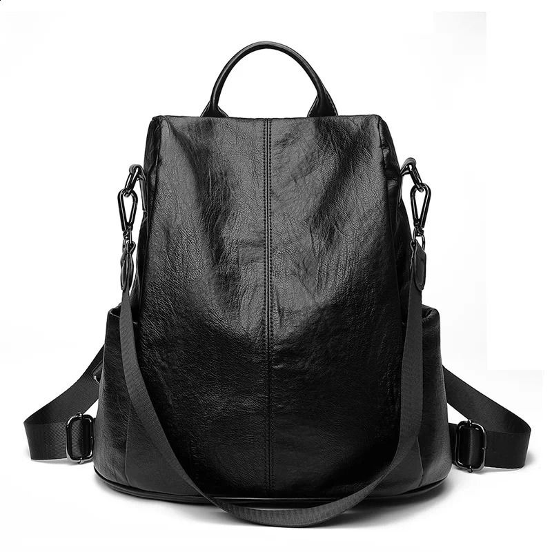 2-in-1 Womens Backpack Anti theft Korean Style Pu Leather Work Fashion Backpack University Shoulder Bag Leisure 240912