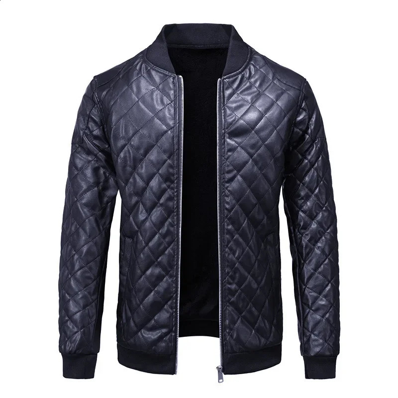 Men Winter Leather Jackets Fleece Warm PU Coats Fashion Male Slim Motorcycle Mens Clothing Size 4XL 240905