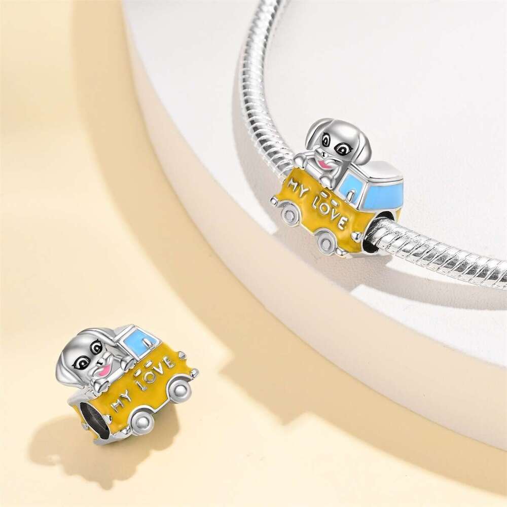 New 925 Sterling Silver Charm Romantic puppy wagon bead Fit Charms Silver 925 Original Bracelet DIY Jewelry Making For women Gifts