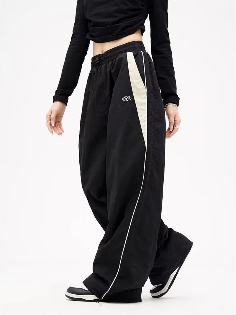 Y2k Wide Leg Cargo Pant Casual Loose Drawstring Trousers Streetwear Hip Hop Sweatpants 2024 Female Vintage Baggy Joggers 240912