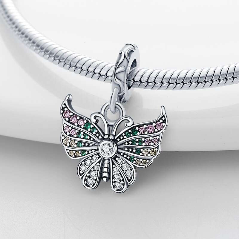 Spring New 925 Sterling Silver Charm Colorful Butterfly Pendant Fit Charms Silver 925 Original Bracelet DIY Jewelry Making For women Gifts