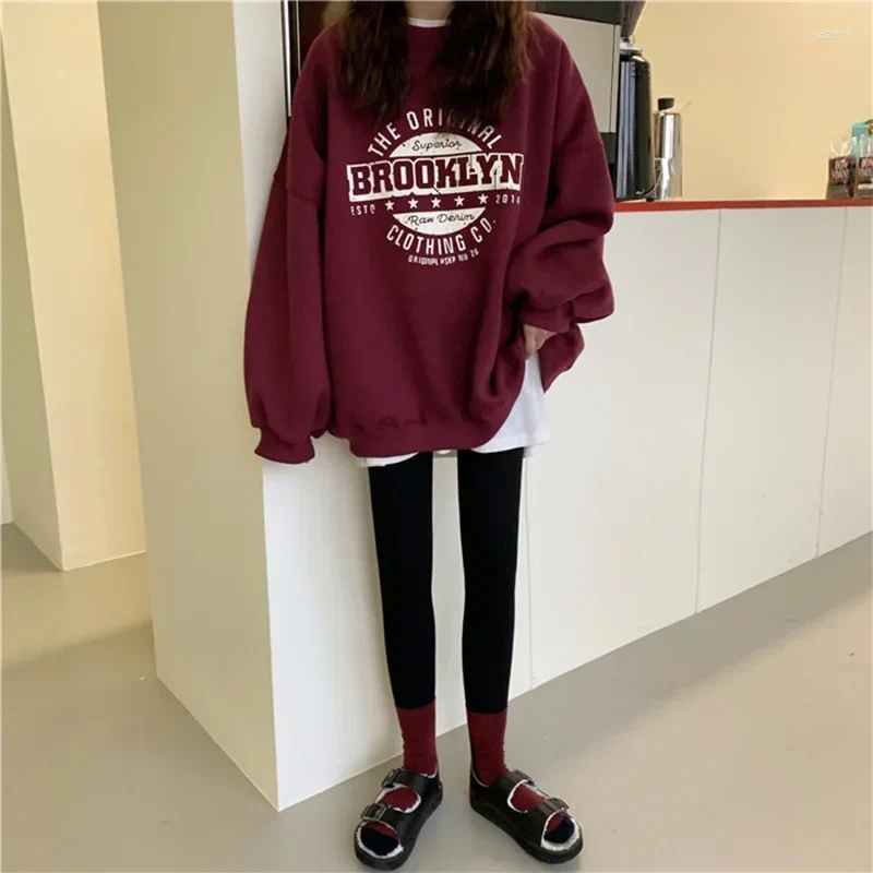 Women's Hoodies 2024 Autumn Sweatshirt Thin Hoodless Jacket Versatile Harajuku Style Loose Fit Student Top