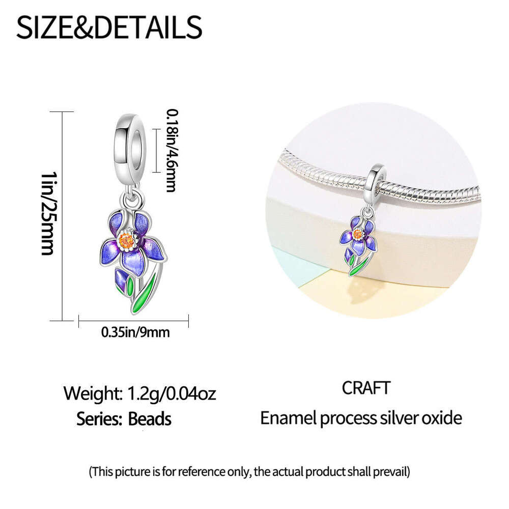 New 925 Sterling Silver Charm Iris pendant Fit Charms Silver 925 Original Bracelet DIY Jewelry Making For women Gifts
