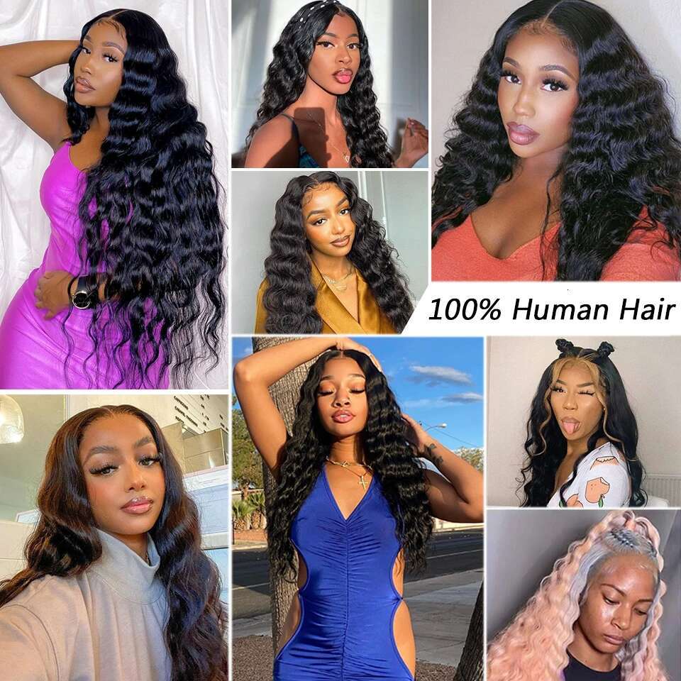 PICKU Loose Deep Wave HD Transparent 13X6 Lace Front Human Hair 34Inch Water Curly Brazilian Remy 13X4 Frontal Wig For Women